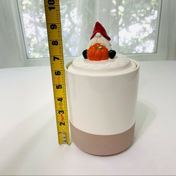 GNOME with pumpkin 2 tone earth cream tan ARLINGTON kitchen canister STORAGE NEW - Picture 4 of 8